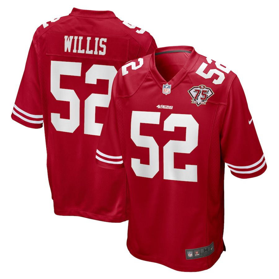 Men San Francisco 49ers #52 Patrick Willis Nike Scarlet 75th Anniversary Game Retired Player NFL Jersey->san francisco 49ers->NFL Jersey